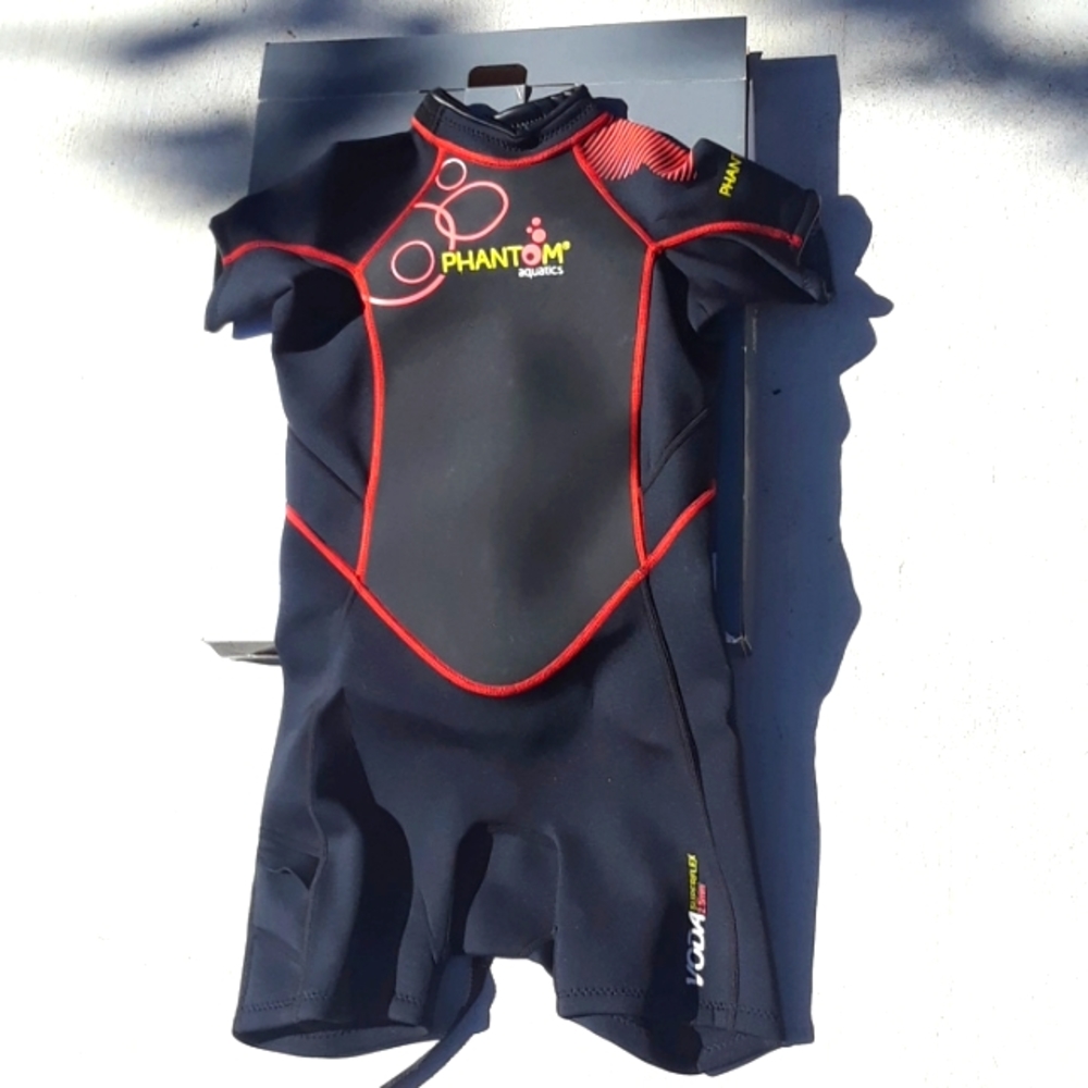 Women's Black Shorty Wetsuit with Red Trim